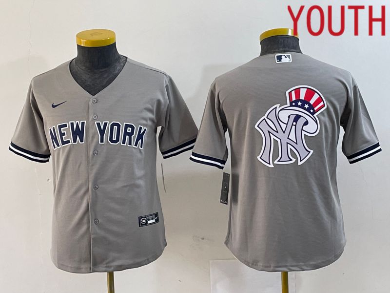 Youth New York Yankees Blank Grey Nike 2024 Game MLB Jersey style 5